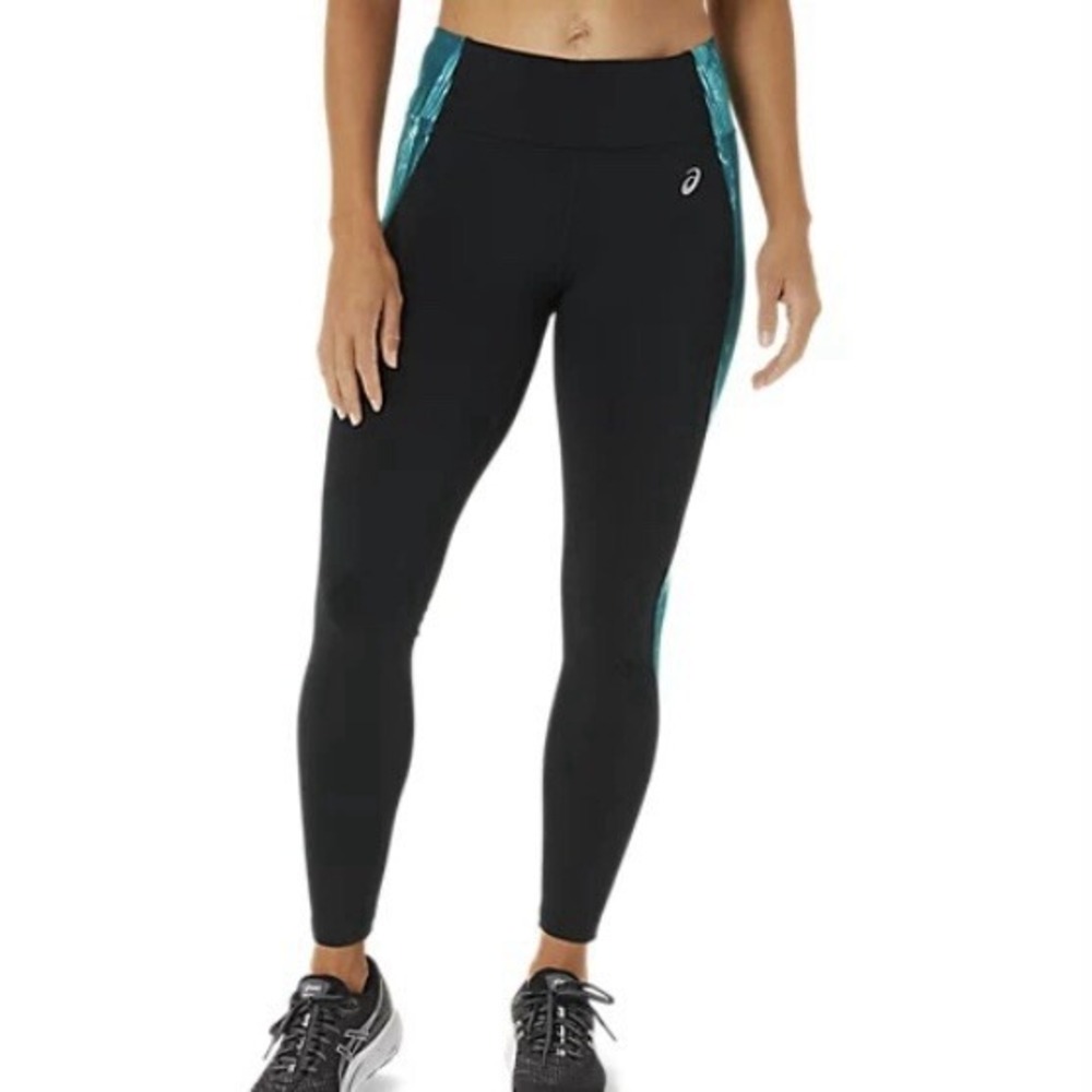 ASICS Womens 7/8 Performance Tight Small New with Tags Black Tie Dye Velvet Pine